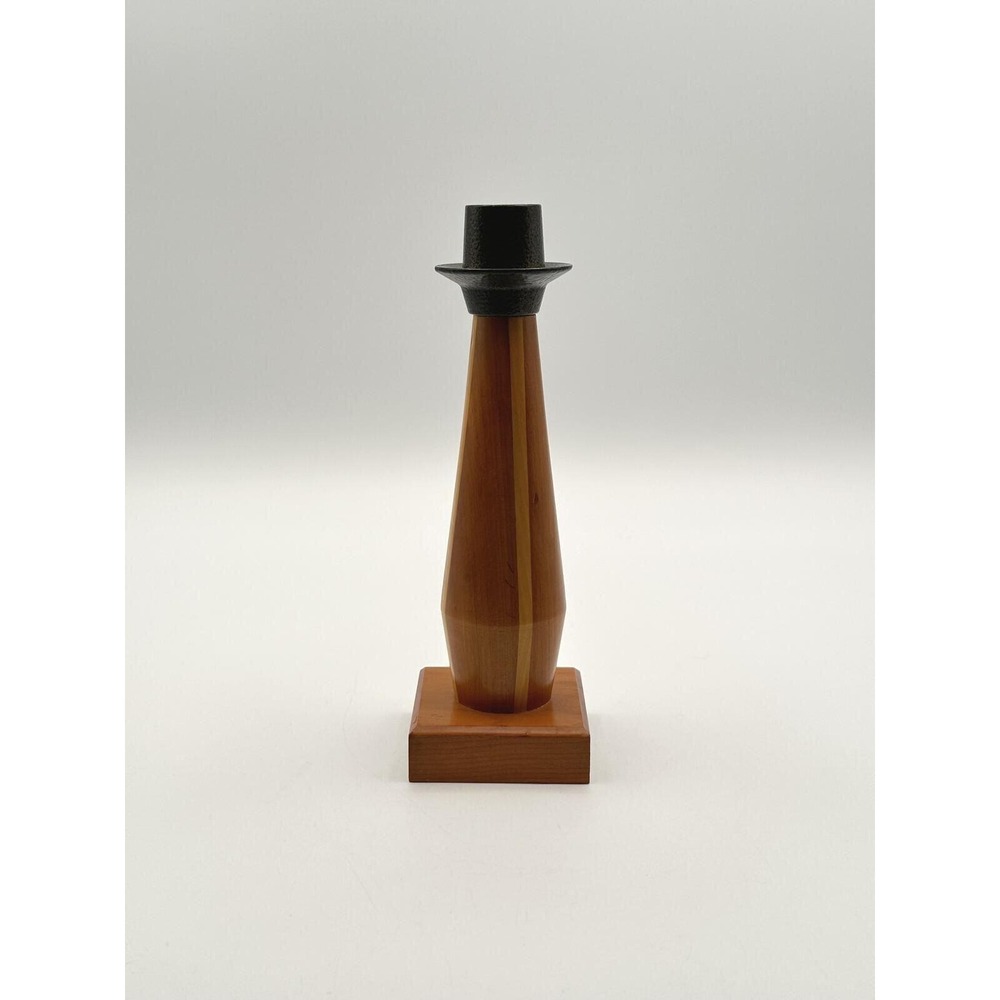 Vintage 7" Sovereign Woodware Candlestick Holder — New Zealand Turned Wood, MCM